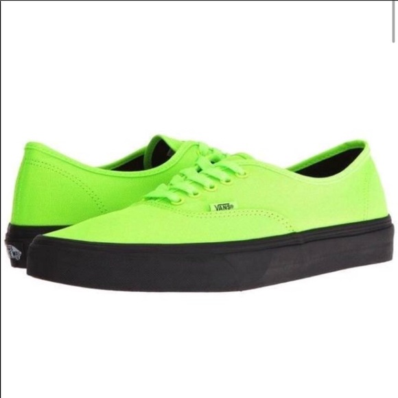 black and lime green vans